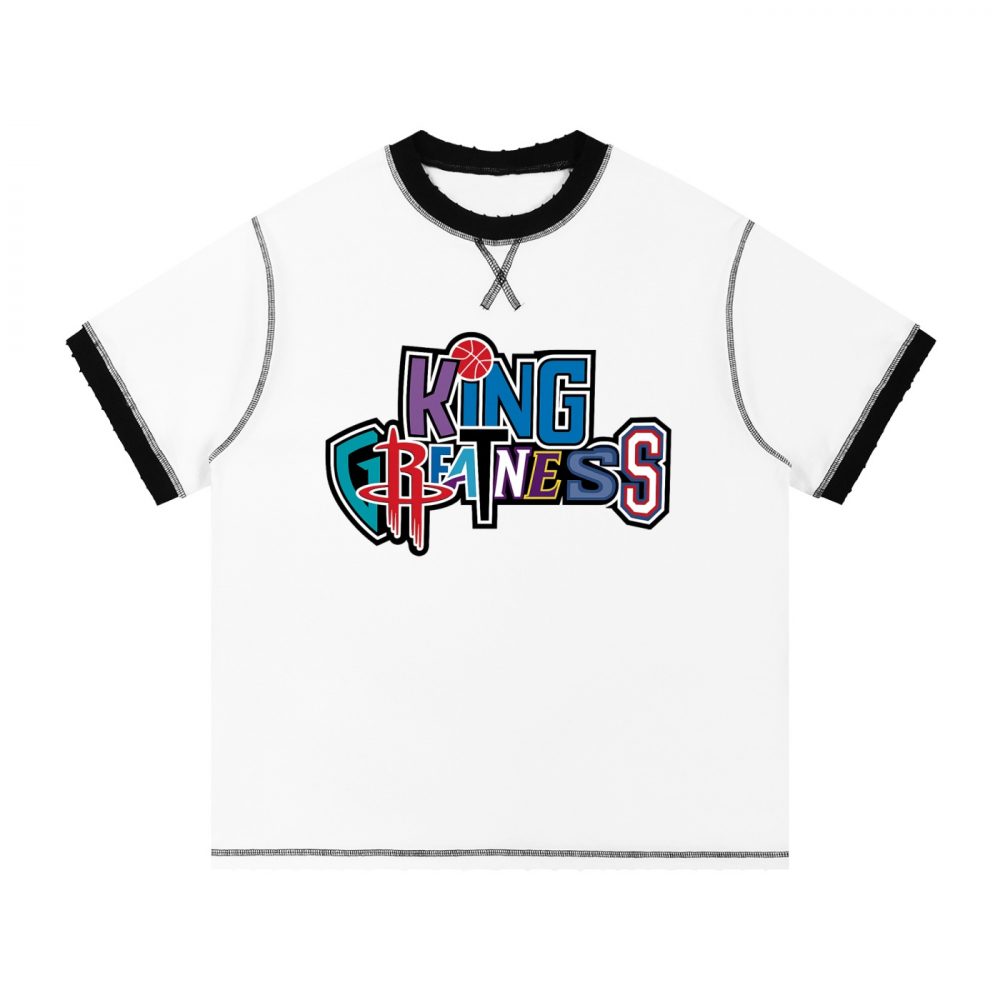 King Greatness Basketball Contrast-Stitched Cotton T-Shirt